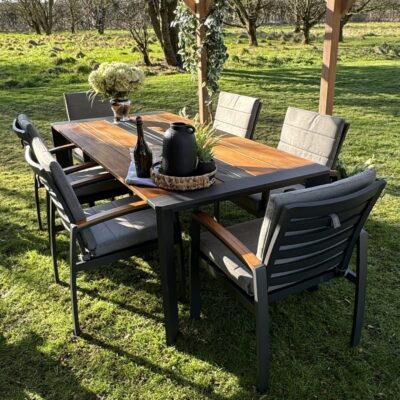 Teak and aluminium on sale outdoor table